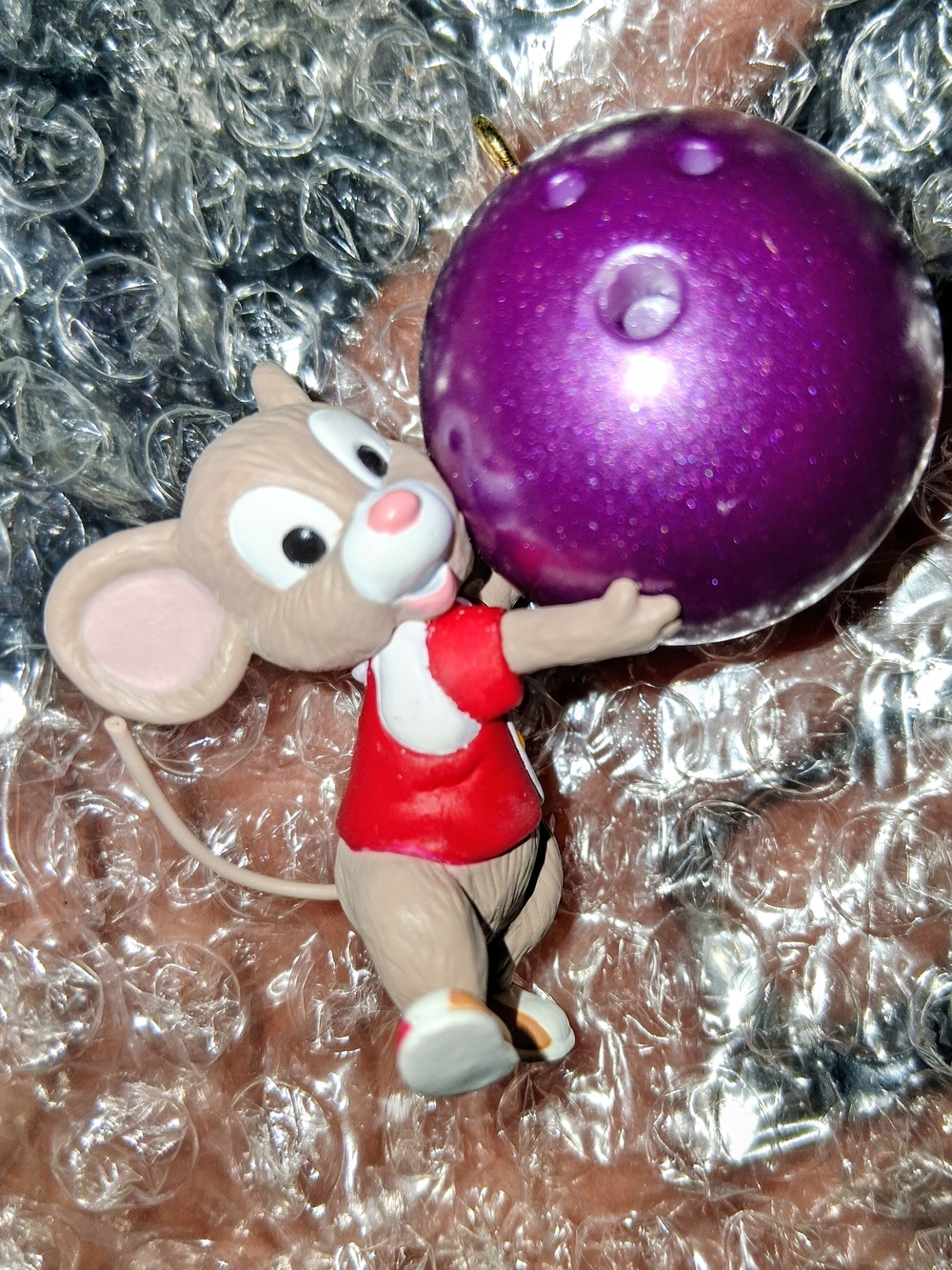 Hallmark Keepsake Ornament titled 'Bowl 'em Over' featuring a mouse